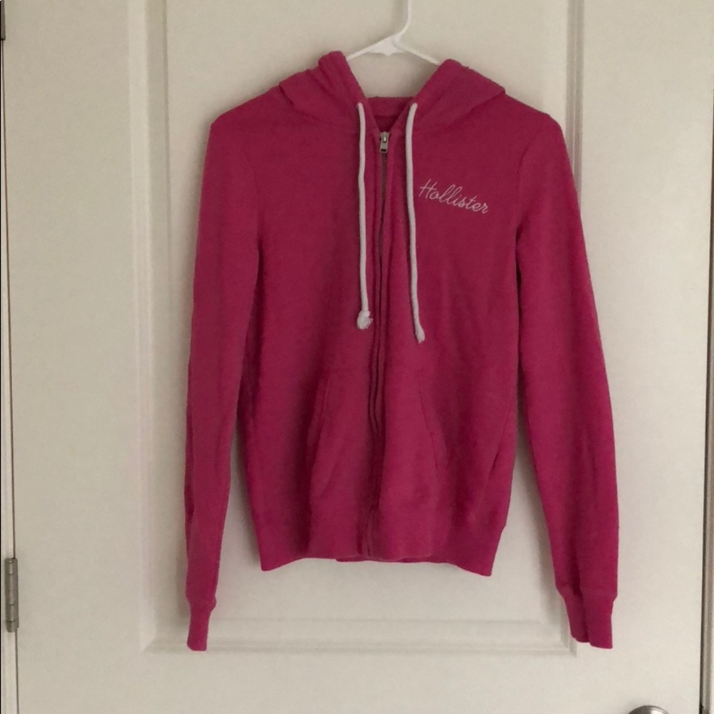 Pink Hollister Jacket. Size S. Stitched letters